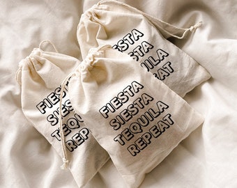 Fiesta Siesta Tequila Repeat, Vrijgezellenfeest, Kater Kit Tassen, Kater Recovery Kit, Aangepaste Gift, Mexico Survival Kit