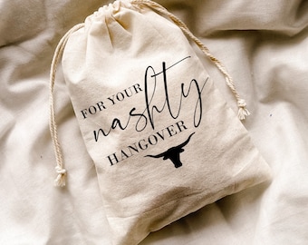Kit y bolsas para la resaca, KIT PARA LA RESACA NASHTY, Bachelorette temática de Nashville/Country, Let's get Nashty Bachelorette, Bachelorette Hangover Kit