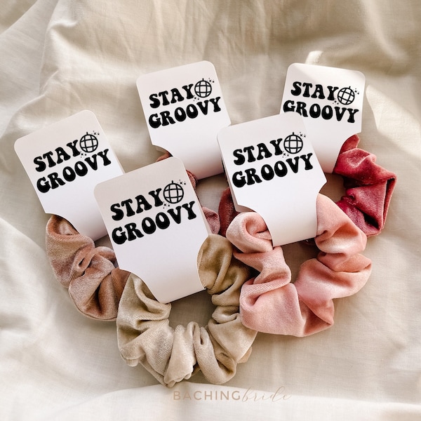 Stay Groovy Multicolor Scrunchies, Disco Bachelorette, One Last Disco, 70's Style Party Favor, Retro, Vintage,  Party Favor, Disco Theme