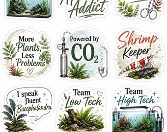 Aquascape Stickers for Shrimp & Plant Lovers Cute Stickers for Shrimp Lovers Planted Aquarium Stickers – Shrimp Keeper Aquascape Decor