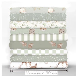 Tessuto verde salvia Mix & Match Cotton Fat Quarters Bundle trapuntatura verde salvia Collezione coordinata Petal Quilting Tessuto di cotone bosco