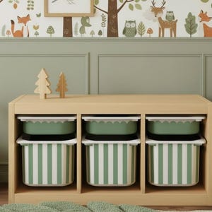 Wavy Sage Green TROFAST autocollant vert massif IKEA TROFAST Vinyl Wraps rayures vertes ikea Trofast autocollant Trofast ensemble de décalcomanies Ikea trofast