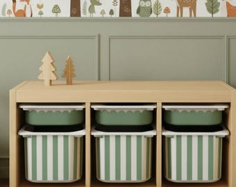 Wavy Sage Green TROFAST sticker solid green IKEA TROFAST Vinyl Wraps green stripes ikea Trofast sticker Trofast set of decals Ikea trofast