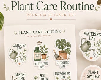 Plant Care Routine Stickers A4 sticker sheet — Plant Mom Stickers Plant Dad Stickers Plant Lover Gift Plant Parent Stickers Houseplant Decor