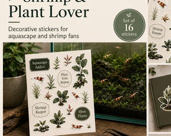 Aquascape Stickers for Shrimp & Plant Lovers Cute Stickers for Shrimp Lovers Planted Aquarium Stickers – Shrimp Keeper Aquascape Decor