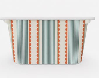 Blue thin stripes and orange scallops TROFAST sticker Burgundy IKEA TROFAST Trofast decals Vinyl Wraps scalloped decals ikea Trofast sticker