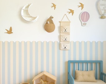 Blue SCALLOPED wall decal Peel and stick scalloped wallpaper wainscoting scallop Arch decal scallop Wall Decal scalloped stripes wall decal