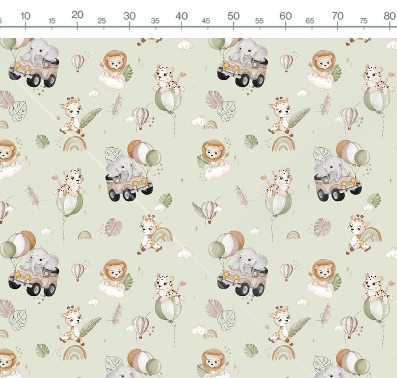 Safari Fabric Sage Green Fabric Jungle Fabric Gender Neutral Fabric