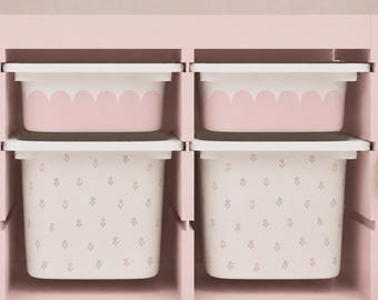Tiny Pink Flowers Scallop TROFAST sticker Wavy Ikea Trofast stripes Wraps ikea Trofast sticker Trofast playroom stickers Trofast