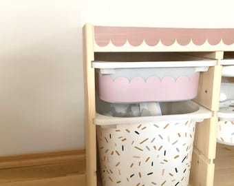 Trofast trim Scallops Decoration Trofast decal scallop Ikea furniture decor scalloped front sticker Trofast Ikea hack trofast colourful