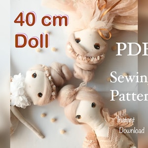 Elegant Stuffed Doll PDF Sewing Pattern and Tutorial Handmade Doll Tutorial Instant Download doll with hairbun pattern sewing beginner doll