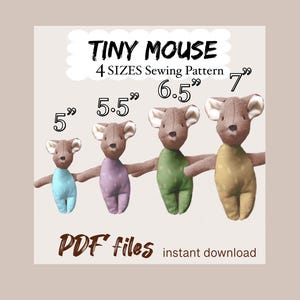 Tiny Mouse Sewing Pattern & Tutorial Mouse DIY Baby mouse sewing tutorial brother mouse sewing sister mouse sewing PDF files mini mouse pdf