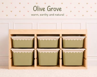 Wavy Edge Toy tub stickers colors IKEA TROFAST  Wraps  scalloped decals ikea Trofast bin labelTrofast Ikea trofast