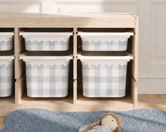 Gingham Check Scalloped Edge TROFAST bin stickers Wavy Ikea Trofast tub stickers Wraps ikea Trofast sticker Trofast playroom sticker Trofast