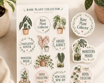 Rare Plant Collector Stickers A4 sticker sheet — perfect for planners, journals, notebooks, laptops, packaging, gifts and creative project