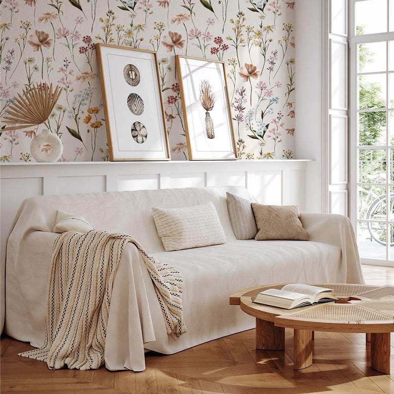 Buy Traditional FLORAL Wallpaper Flowers Boho Wallpaper Wildflower