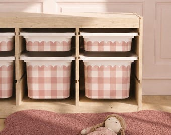 Gingham Check Scalloped Edge TROFAST bin stickers Wavy Ikea Trofast tub stickers Wraps ikea Trofast sticker Trofast playroom sticker Trofast