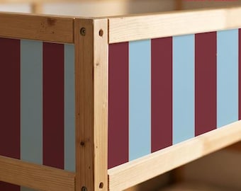 IKEA KURA-stickers bordeauxrode dikke strepen Kura-bedstickers Kura-sticker stapelbed verwijderbaar vinyl Ikea
