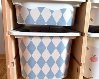 Diamonds Blue Beige Toy Bin Labels compatible with Ikea Trofast Storage Bins Circus themed TROFAST sticker Wavy Ikea Trofast