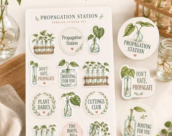 Propagation Station Stickers A4 sticker sheet — perfect for planners, journals, notebooks, laptops, packaging, gifts and creative project