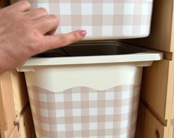 Gingham Check Wavy TROFAST tub stickers Wavy Ikea Trofast bin decals Wraps ikea Trofast sticker Trofast playroom sticker Trofast