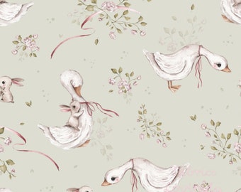 Mommy GOOSE Fabric goose sage green fabric goose muslin fabric goose Double gauze goose bamboo fabric goose friend fabric mother goose