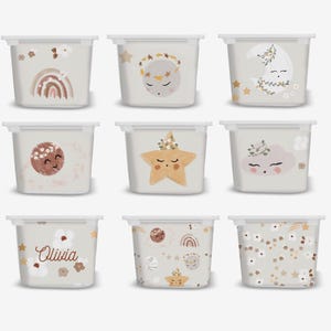 Personalized Toy Storage Label Nursery Decor with Cloud Rainbow Animal Design name sticker Cute Vinyl Stickers for IKEA TROFAST Storage Box