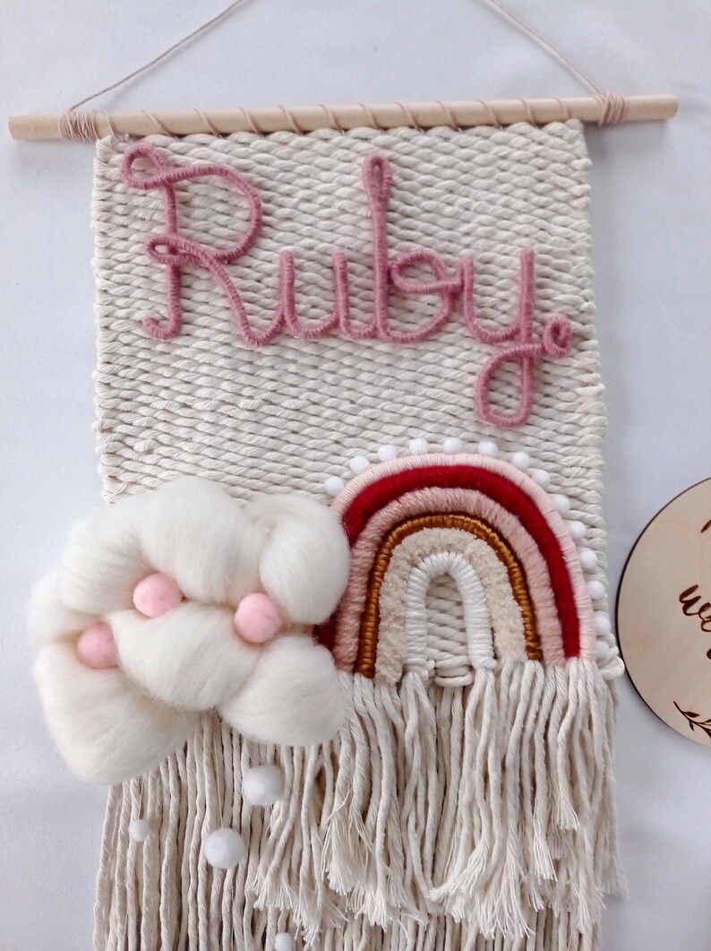 Macrame Rainbow Name Wall Hanging Knitted Wire Words Rope Etsy