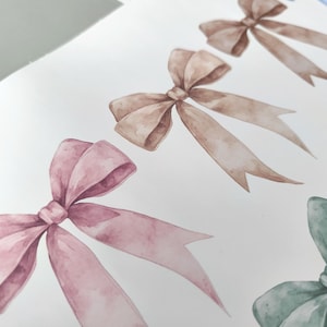 Watercolor Bows Wall Decal Pastel Bows Wall sticker Bows decal Kid room decal Bows Playroom decal bows trend decal wall removable bow shape