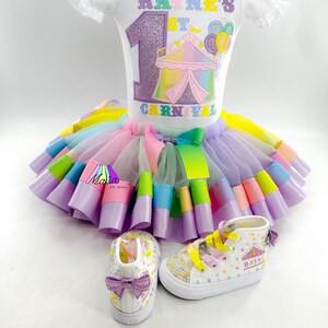 Circus Birthday Outfit: Personalized Tutu Dress, Shirt & Sneakers