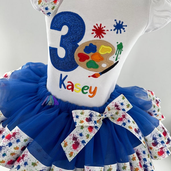 Paint Birthday Outfit, Paint Birthday Girl's Tutu Outfit, Paint Birthday Party, Rainbow Paint Shirt, Paint Tutu, Birthday Shirt