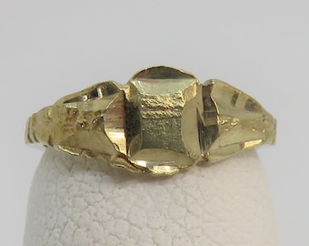 Anillo de sello micro para bebé vintage de oro de 14k, talla 3/4