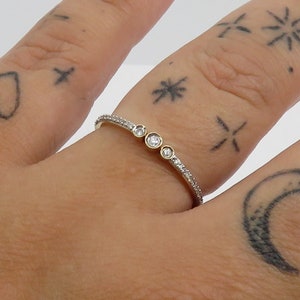 Vintage 10k Gelbgold und Diamant zarter Stapelbandring
