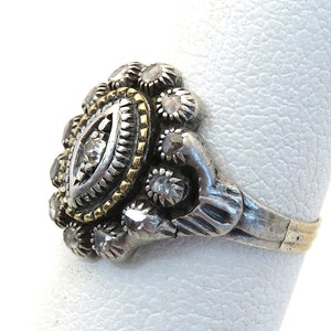 Edwardian 18k gold sterling silver rose cut diamond ring