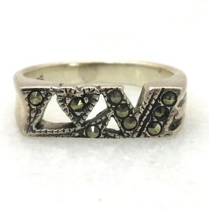 Sterling silver &quot;love&quot; marcasite ring
