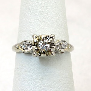 Simple Vintage 14k gold diamond stackable engagement ring