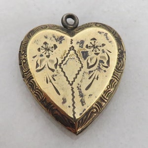 antique sterling silver with gold vermeil floral heart locket