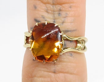 Vintage 14 gouden ring met mandarijncitrien