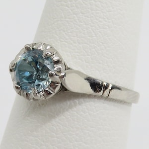 Art Deco Platinum sky blue zircon engagement ring