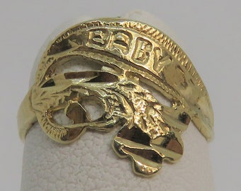 Pierścionek vintage "BABY" ze złota 14k, rozmiar 1