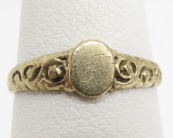 Vintage 10k gold baby midi pinky signet shield ring size 2.5