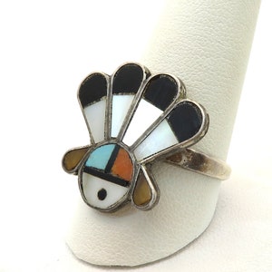 vintage sterling zilveren Zuni zonnegod inlay ring