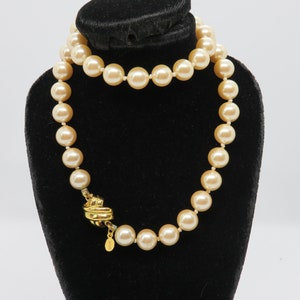 Vintage flux champagne pearl necklace gold tone clasp AFJ