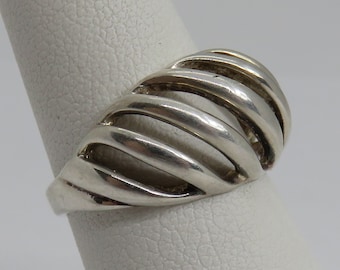 Anello vintage a cupola a spirale in argento sterling