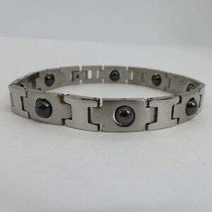 vintage stainless steel and hematite link bracelet