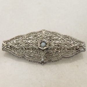 Art deco sterling silver opal brooch