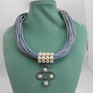 Vintage sterling silver pearl rope choker necklace