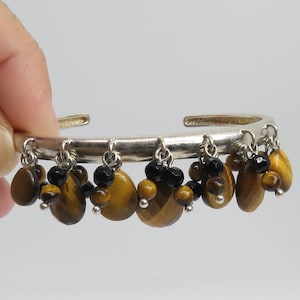 Vintage Sterling Silver Tigers Eys Dangle Bracelet