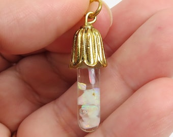 Vintage blown glass floating opal gold filled pendant