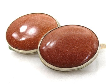 Vintage sterling silver gold stone earrings